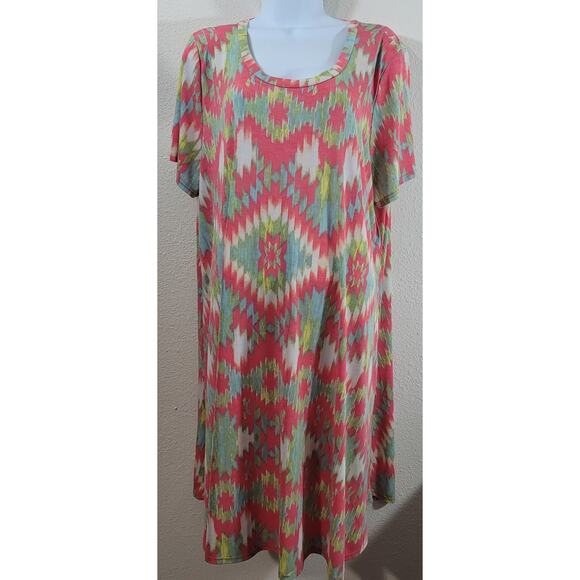 Paisley Grace Coral Green Blue A Line Dress 3XL Lightweight Flowy Stretchy Soft - Picture 1 of 5